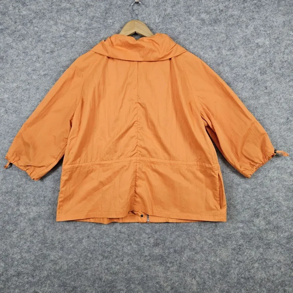 Chico's Women Full Zip Windbreaker Jacket Size 2‎ (M) Pumpkin Orange SLIGHT WEAR